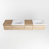 MONDIAZ BUKLA 200cm badmeubel met module 40 rechts kleur Washed Oak met 4 lades. Wastafel CLOUD dubbel 2 kraangaten kleur Talc.