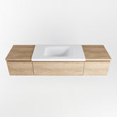 MONDIAZ BUKLA 160cm badmeubel met module 40 kleur Washed Oak met 3 lades. Wastafel CLOUD midden 0 kraangaten kleur Talc.