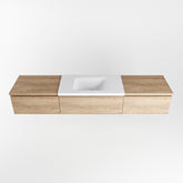 MONDIAZ BUKLA 200cm badmeubel met module 60 kleur Washed Oak met 3 lades. Wastafel CLOUD midden 0 kraangaten kleur Talc.