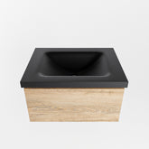 MONDIAZ BUKLA 60cm badmeubel modulair kleur Washed Oak met 1 lade. Wastafel CLOUD midden 1 kraangat kleur Urban.