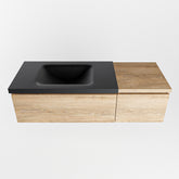 MONDIAZ BUKLA 120cm badmeubel met module 40 kleur Washed Oak met 2 lades. Wastafel CLOUD links 1 kraangat kleur Urban.