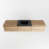 MONDIAZ BUKLA 180cm badmeubel met module 60 kleur Washed Oak met 3 lades. Wastafel CLOUD midden 1 kraangat kleur Urban.