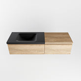 MONDIAZ BUKLA 140cm badmeubel met module 60 kleur Washed Oak met 2 lades. Wastafel CLOUD links 0 kraangaten kleur Urban.