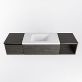 MONDIAZ BUKLA 160cm badmeubel met open module 40 rechts kleur Dark Brown met 2 lades. Wastafel CLOUD midden 1 kraangat kleur Talc.