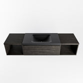 MONDIAZ BUKLA 160cm badmeubel met open module 40 L+R kleur Dark Brown met 1 lade. Wastafel CLOUD midden 0 kraangaten kleur Urban.