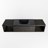 MONDIAZ BUKLA 160cm badmeubel met open module 40 L+R kleur Dark Brown met 1 lade. Wastafel CLOUD midden 1 kraangat kleur Urban.