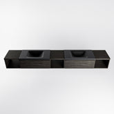 MONDIAZ BUKLA 280cm badmeubel met open module 40 L+M+R kleur Dark Brown met 2 lades. Wastafel CLOUD dubbel 0 kraangaten kleur Urban.