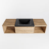 MONDIAZ BUKLA 140cm badmeubel met open module 40 L+R kleur Washed Oak met 1 lade. Wastafel CLOUD midden 0 kraangaten kleur Urban.