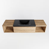 MONDIAZ BUKLA 160cm badmeubel met open module 40 L+R kleur Washed Oak met 1 lades. Wastafel CLOUD midden 0 kraangaten kleur Urban.