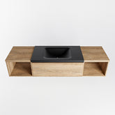 MONDIAZ BUKLA 160cm badmeubel met open module 40 L+R kleur Washed Oak met 1 lades. Wastafel CLOUD midden 1 kraangat kleur Urban.