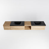 MONDIAZ BUKLA 240cm badmeubel met open module 40 rechts kleur Washed Oak met 3 lades. Wastafel CLOUD dubbel 0 kraangaten kleur Urban.