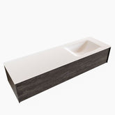 MONDIAZ LUSH 150 badmeubel dark brown 1 lade wastafel CLOUD rechts 1 kraangat