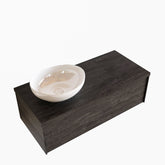 MONDIAZ LUSH 100 badmeubel dark brown 1 lades wastafel BARCO links 1 kraangat