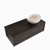 MONDIAZ LUSH 100 badmeubel dark brown 1 lades wastafel BARCO rechts 1 kraangat