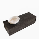 MONDIAZ LUSH 120 badmeubel dark brown 2 lades wastafel BARCO links 1 kraangat