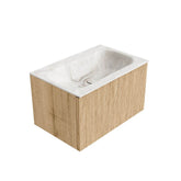 MONDIAZ KURVE-DLUX 70cm badmeubel kleur Oak met 1 lade en 0 deuren. Wastafel BIG SMALL Midden zonder kraangat Frappe.