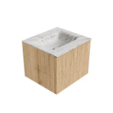 MONDIAZ KURVE-DLUX 50cm badmeubel kleur Oak met 1 lade en 0 deuren. Wastafel GRUNNE Midden 1 kraangat Glace.