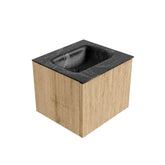 MONDIAZ KURVE-DLUX 50cm badmeubel kleur Oak met 1 lade en 0 deuren. Wastafel GRUNNE Midden zonder kraangat Lava.