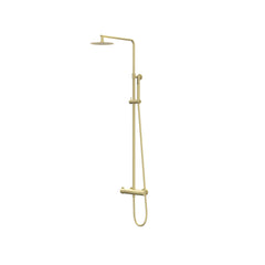 IVY Pact opbouw regendoucheset - 20cm slim hoofddouche - 3-standen handdouche - geborsteld mat goud pvd