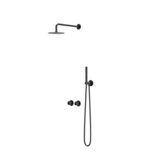 IVY Pact inbouw regendoucheset symmetry 2-weg - 40cm wandarm - 25cm slim hoofddouche - glijstang - satin spray handdouche - zwart chroom pvd
