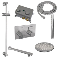 Brauer Edition inbouw doucheset - staafhanddouche - 20cm hoofdouche - rechte wandarm - glijstang - geborsteld rvs PVD