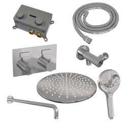Brauer Edition inbouw doucheset - ronde handdouche - 30cm hoofdouche - gebogen wandarm - wandsteun - chroom