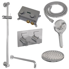 Brauer Edition inbouw doucheset - ronde handdouche - 20cm hoofdouche - gebogen wandarm - glijstang - chroom