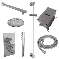 Brauer Edition inbouwset met 3-weg thermostaat - hoofddouche 20cm - rechte wandarm 40cm - staafhanddouche - glijstang met aansluitbocht - chroom