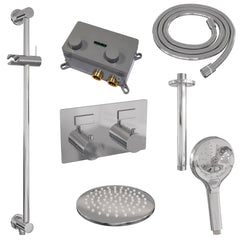 Brauer Edition inbouw doucheset - ronde handdouche - 20cm hoofdouche - plafondbuis - glijstang - chroom