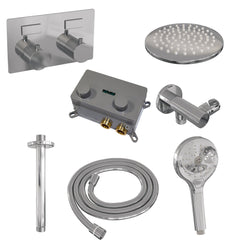 Brauer Carving inbouw doucheset - ronde handdouche - 30cm hoofdouche - plafondbuis - wandsteun - chroom