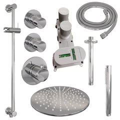 Brauer Edition thermostatische inbouw doucheset - chroom - hoofddouche 30cm - plafondsteun - staafhanddouche - Glijstang