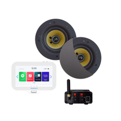 N-JOY CONNECT BADKAMERRADIO, CONTROLLER (IPX7) + WAND LADER + SAMBA SPEAKERSET MAT CHROOM + BLUETOOTH VERSTERKER / 50 WATT / 230V/12V