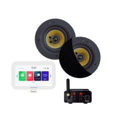 N-JOY CONNECT BADKAMERRADIO, CONTROLLER (IPX7) + WAND LADER + SAMBA SPEAKERSET ZWART + BLUETOOTH VERSTERKER / 50 WATT / 230V/12V