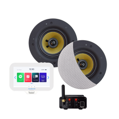 N-JOY CONNECT BADKAMERRADIO, CONTROLLER (IPX7) + WAND LADER + ZUMBA SPEAKERSET WIT+ BLUETOOTH VERSTERKER / 70 WATT / 230V/24V