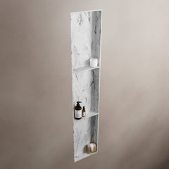 MONDIAZ EASY Nis 149,5x29,5cm in solid surface kleur Glace. 3 vakken geschikt voor in- of opbouw