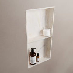 MONDIAZ EASY Nis 59,5x29,5cm in solid surface kleur Ostra. 2 vakken geschikt voor in- of opbouw