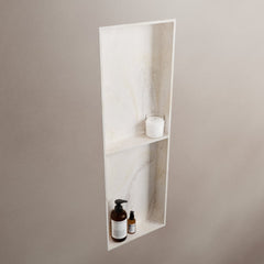 MONDIAZ EASY Nis 59,5x29,5cm in solid surface kleur Ostra. 3 vakken geschikt voor in- of opbouw