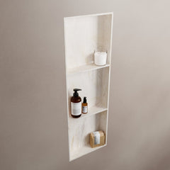 MONDIAZ EASY Nis 89,5x29,5cm in solid surface kleur Ostra. 3 vakken geschikt voor in- of opbouw