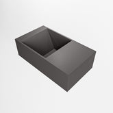 MONDIAZ TYNE 40cm fontein solid surface kleur Dark Grey. Positie wastafel rechts