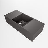 MONDIAZ TYNE 50cm fontein solid surface kleur Dark Grey. Positie wastafel links