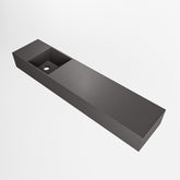 MONDIAZ TYNE 100cm fontein solid surface kleur Dark Grey. Positie wastafel links