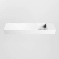 MONDIAZ TYNE 100cm fontein solid surface kleur Talc. Positie wastafel rechts