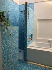 The Mosaic Factory GM57 Amsterdam Blauw Mix Zachte korrel - glas mozaïektegel 2x2cm