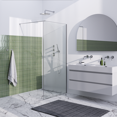 BRAUER Brushed Frame Inloopdouche set 1 helder glas 100x200 met muurprofiel en lijst rondom RVS-kleurig geborsteld