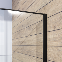 BRAUER Black Frame Inloopdouche set 1 helder glas 90x200 met muurprofiel en lijst rondom mat zwart