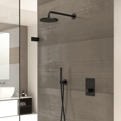 Hotbath Cobber IBS23 inbouw doucheset - ronde 3 standen handdouche - 30cm hoofddouche - plafondbuis 30cm - wandsteun - Geborsteld Nikkel