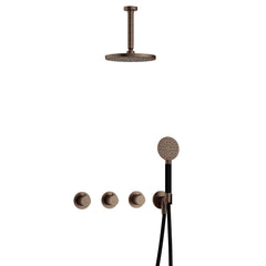 Hotbath Cobber IBS70 inbouw doucheset - ronde handdouche - 20cm hoofddouche - 15cm plafondbuis - wandhouder - Verouderd Messing