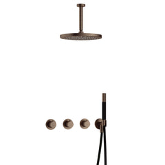 Hotbath Cobber IBS70 inbouw doucheset - staafhanddouche - 30cm hoofddouche - 15cm plafondbuis - wandhouder - Verouderd Messing