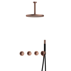 Hotbath Cobber IBS70 inbouw doucheset - staafhanddouche - 30cm hoofddouche - 15cm plafondbuis - wandhouder - Geborsteld Koper PVD