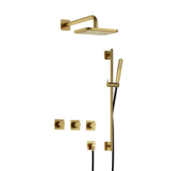 Hotbath Gal IBSGL70 inbouw doucheset met 2 stopkranen met glijstang - Geborsteld Messing PVD